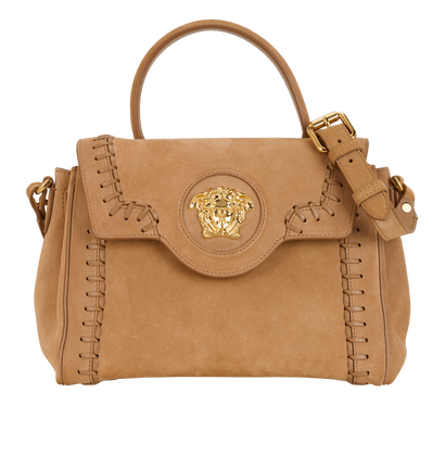 Le Medusa Top Handle, &pound;450, Handbags, Tan, Suede, Front view